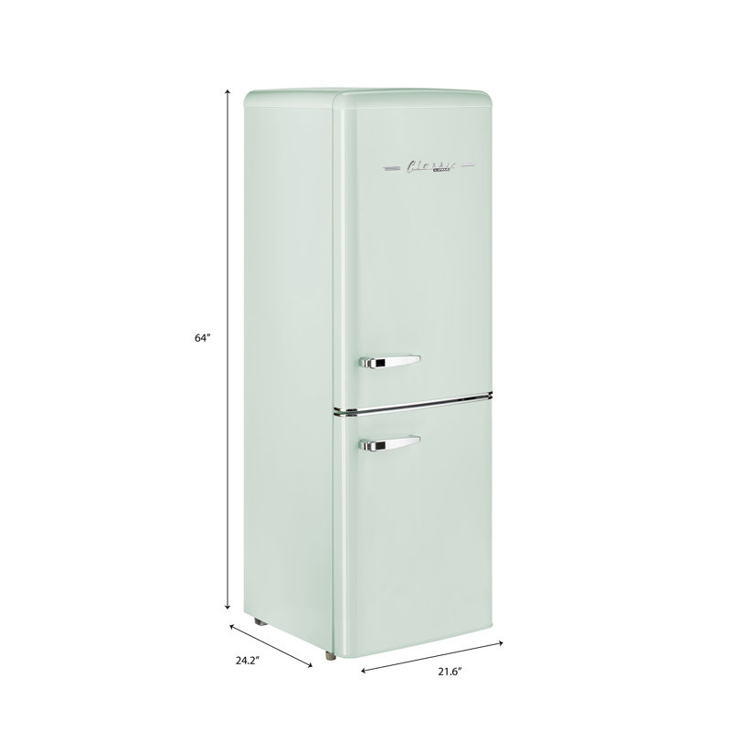 Unique Classic Retro 21.6" Manual Defrost 7 cu. ft. Energy Star Certified Bottom Freezer